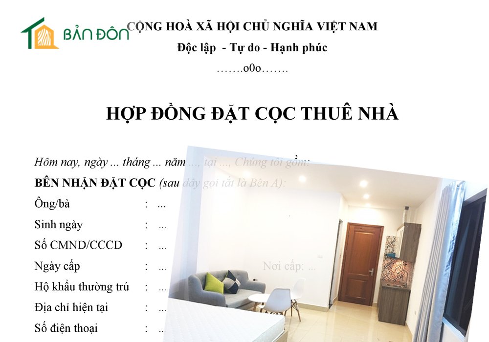 Mẫu hợp đồng đặt cọc thuê nhà trọ, phòng trọ [Mới nhất 2020]