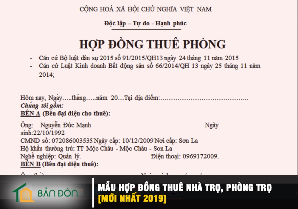 Mẫu hợp đồng thuê nhà trọ, phòng trọ [Mới nhất 2020]