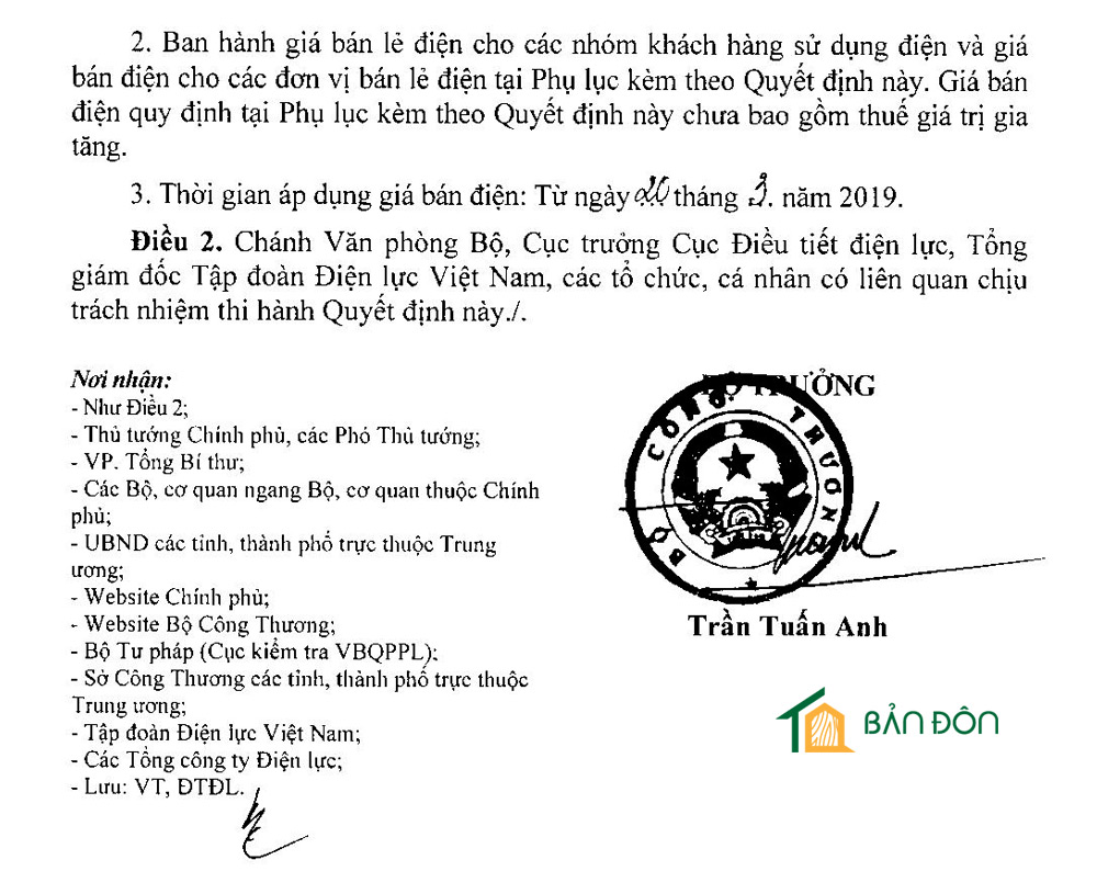 quy định giá bán điện 2