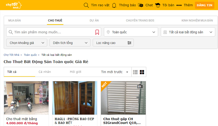Website tìm nhà trọ uy tín